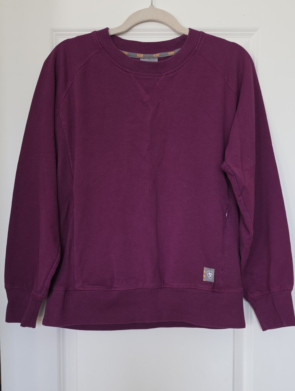 Ariat Rebar Workman Washed Fleece Sweatshirt Women’s M Purple Crewneck Western